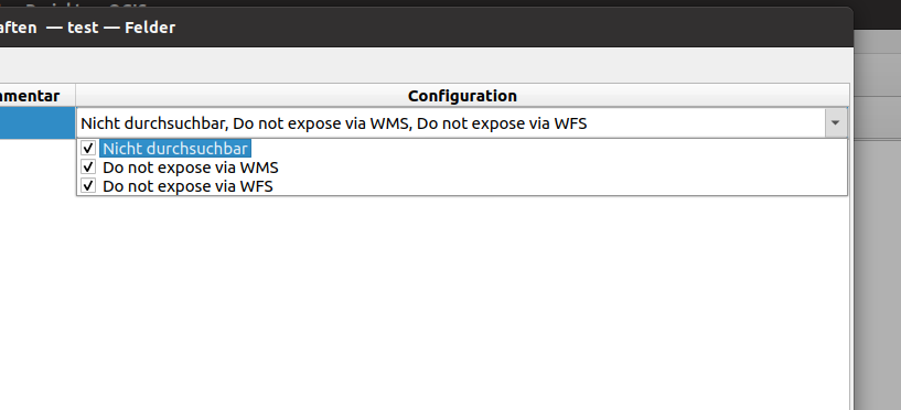 WMS/WFS sichtbare Attribute definieren