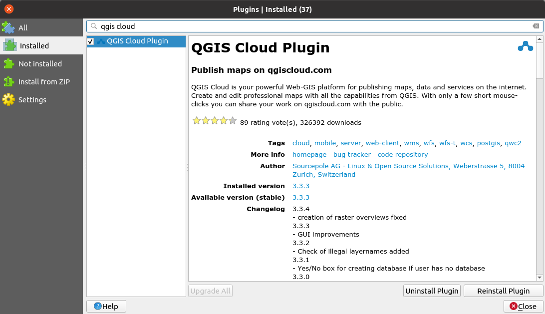install the *QGIS Cloud* plugin