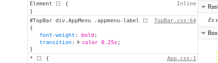 definición CSS de la etiqueta del menú de la aplicación