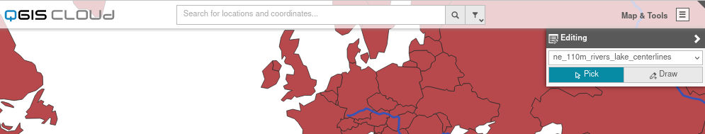 herramienta de edición en QGIS Cloud Web Client