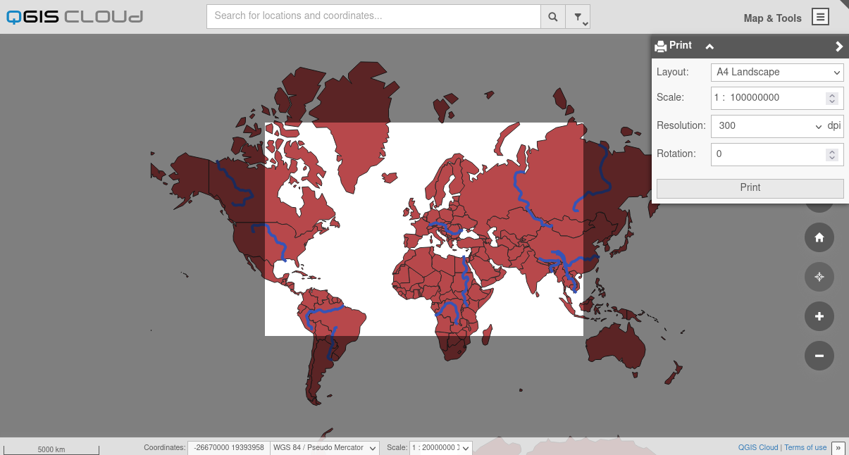 impresión en QGIS Cloud Web Client