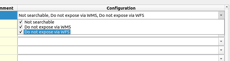 definición de atributos visibles WMS/WFS